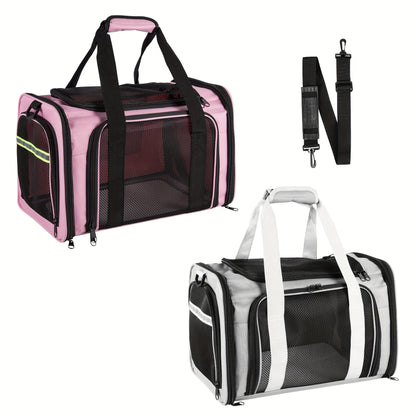 Airline Approved Pet Carrier Soft Sided – TSA Compliant, Collapsible Travel Bag for Small Medium Cats & Dogs Under 15 lbs, Breathable Mesh