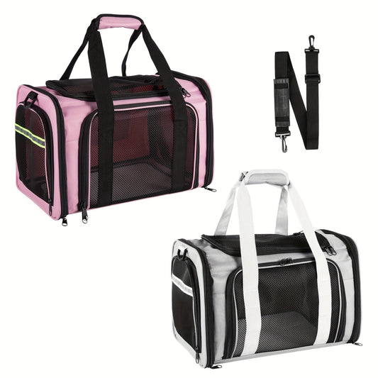 Airline Approved Pet Carrier Soft Sided – TSA Compliant, Collapsible Travel Bag for Small Medium Cats & Dogs Under 15 lbs, Breathable Mesh