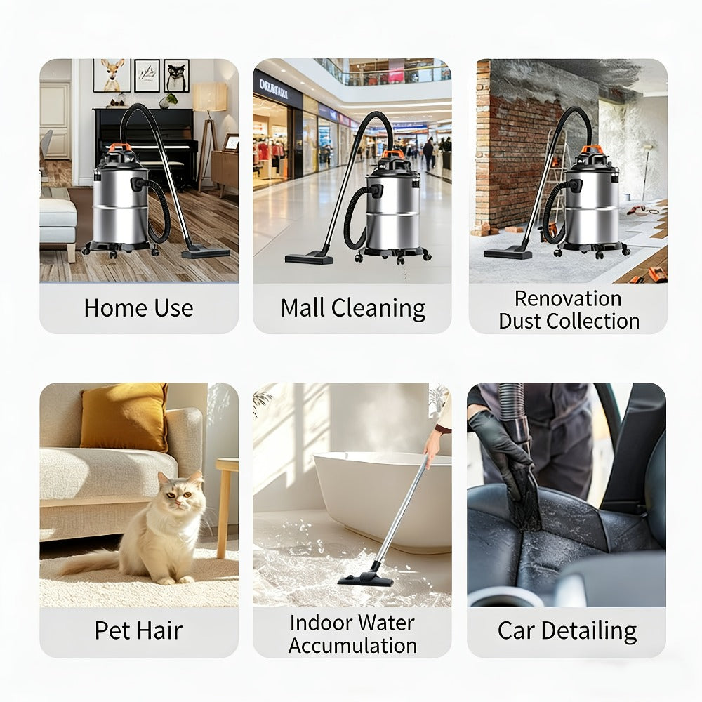 Wet Dry Vacuum Cleaner High-Power Bucket Type 5.28 to 6.6 Gallon Super Suction for Car and Home Dual-Use Cartridge Filter 40dB Quiet Motor