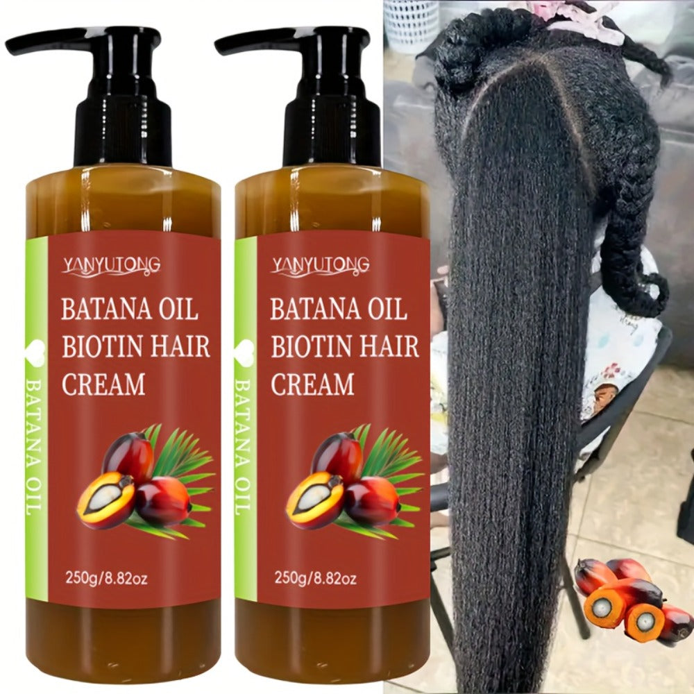 Batana Oil Hair Cream 2 Pack 250g Each, Biotin Deep Care Anti-Frizz Smoothing Cream, Increases Gloss Breakage Split Ends
