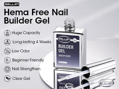 Clear Builder Gel HEMA-Free 5-in-1 2pcs 1.35oz – Nail Extension Strengthener Apex Construction Art Sealing & Repair | Soak-Off UV LED 28+