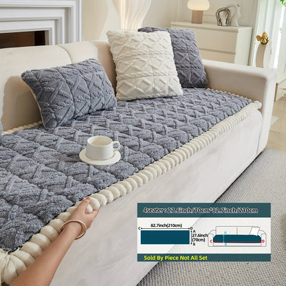 Sofa Cover Bohemian Quilted Shu Velveteen Panels with Ruffles and Design in Five Colors with Model-Specific Size and Color Options