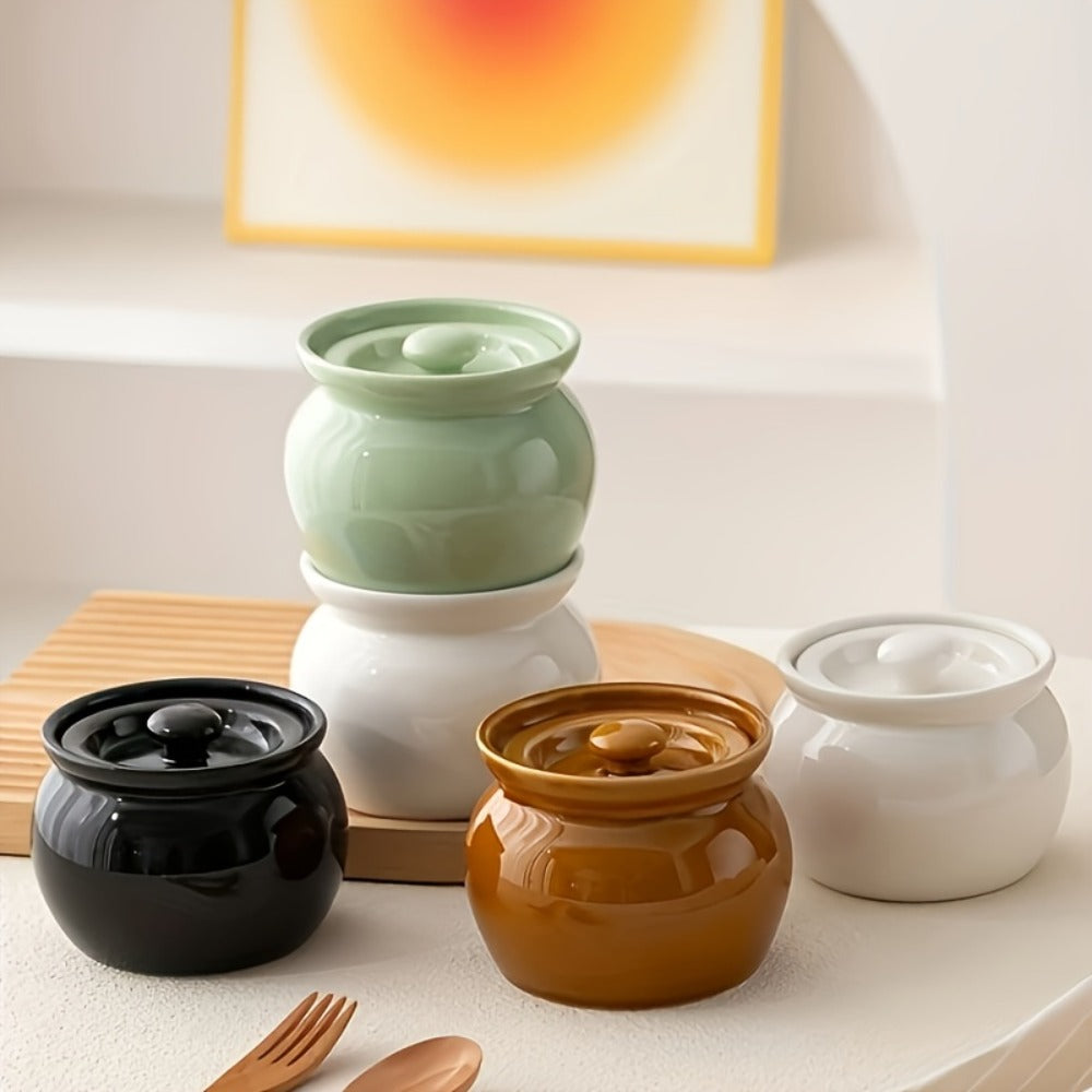 Ceramic Steam Stewing Pot - Water-Separated Clay Pot for Soups, Stews & Slow Cooking, Household Steaming Pot with Lid for One Person