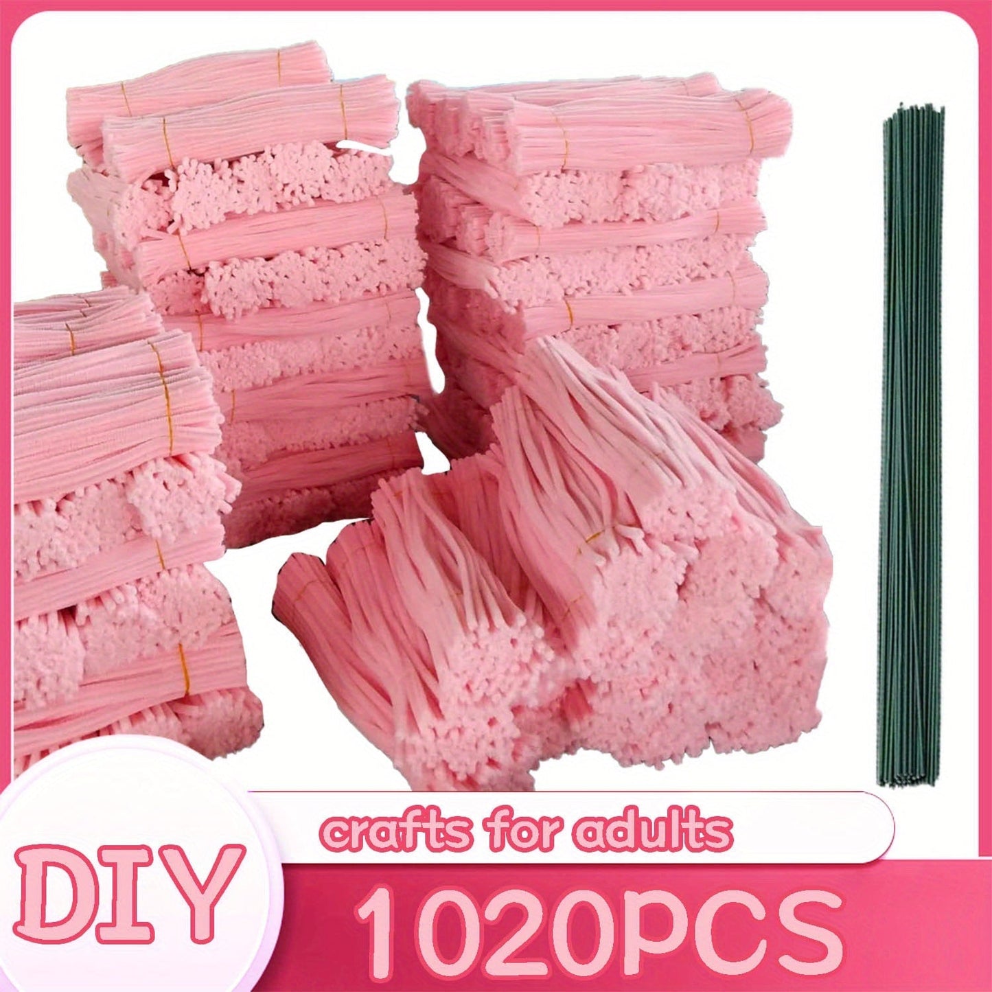 Pipe Cleaners 1020pcs Chenille Stems 20 Colors, Upgraded Thick Fuzzy Sticks with Patterned Rods for Kids Adults Teachers