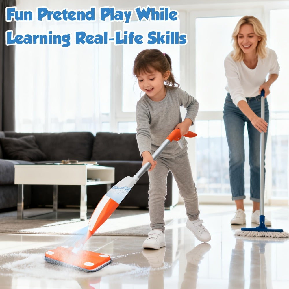 Children's Spray Mop Cleaning Toy Set with Water Sprayer & Pad with the Listed Color, Size or Set Options for Everyday Use