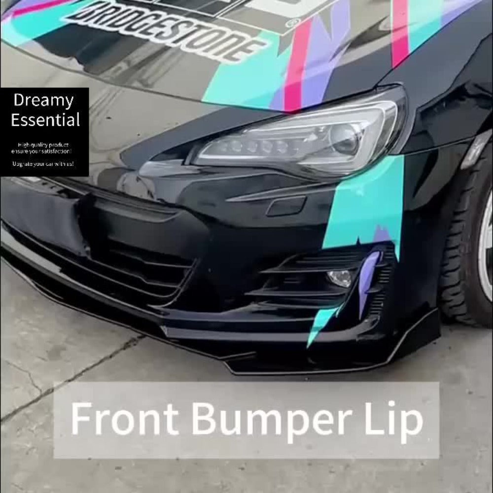 Car Front Lip Spoiler Kit 4pcs Universal ABS Front Bumper Splitter Spoiler Glossy Black Red Accent Aerodynamic Design Easy Clip-On Install