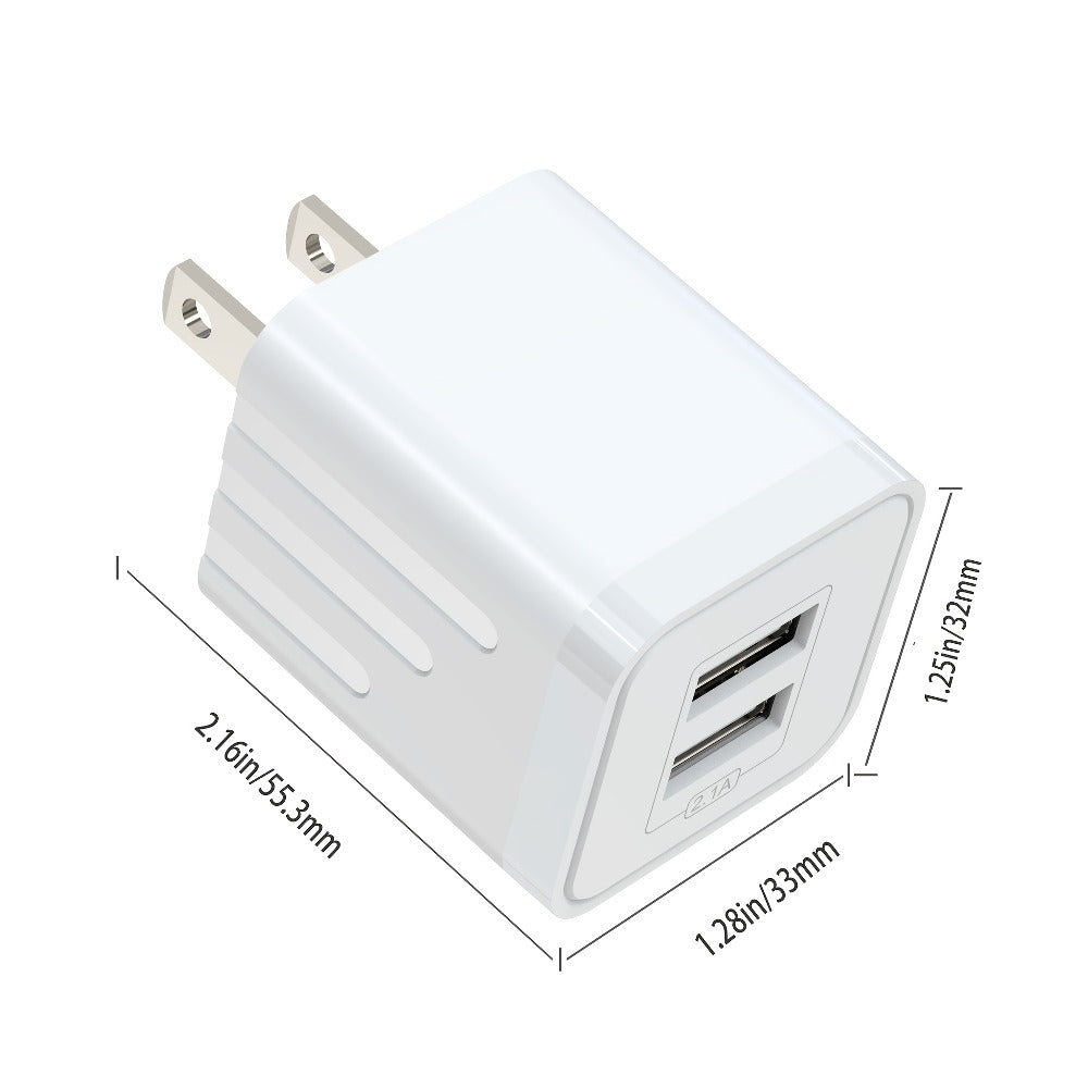 Dual Port USB Wall Charger 2.1A for an Everyday Personal Care Routine, with the Listed Configuration