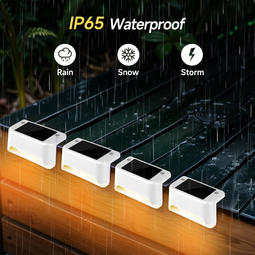 Solar Step Lights IP65 Waterproof – LED Deck Lights for Outdoor Stairs, Fence & Pathway, Auto On/Off Dusk to Dawn