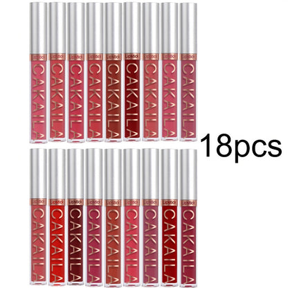 18-Piece Matte Liquid Lipstick Collection with Numbered Shades, Slim 10cm Tubes and Silver Caps