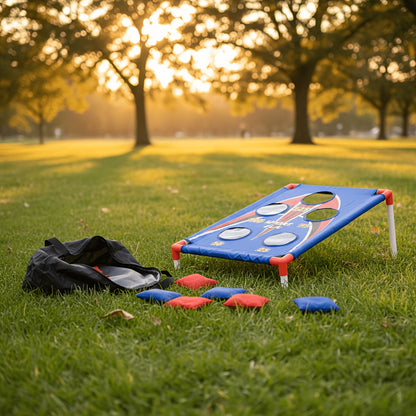 Bean Bag Toss Game Set – 5-Hole Scoring Board, 8 Bean Bags & Carry Bag – Outdoor Backyard Lawn & Beach Game for Adults & Kids, Family Party