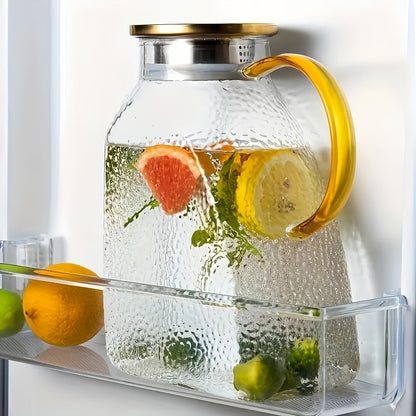 Glass Water Bottle Kettle Set – Heat-Resistant Large Capacity Fridge Door Storage with Cleaning Brush & Long Spoon – Perfect for Iced Tea