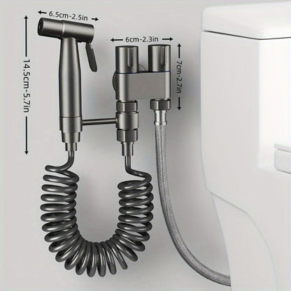 Bidet Toilet Spray Gun Angle Valve One In Two Out Handheld Flusher Booster Sprayer for Toilet for Entryways, Bedrooms and Living Spaces