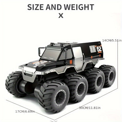 Amphibious RC Truck 8-Wheel Drive 4-Motor Off-Road Climbing Remote Control Armored Vehicle, Oversized Land & Water Military Truck Toy