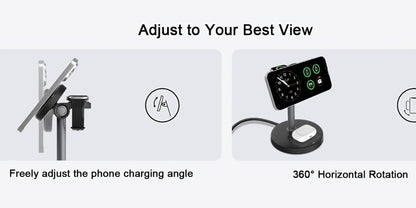 Wireless Charging Station, 3-in-1 Qi-Labeled Stand for iPhone, Apple Watch and AirPods Models in Six Colors