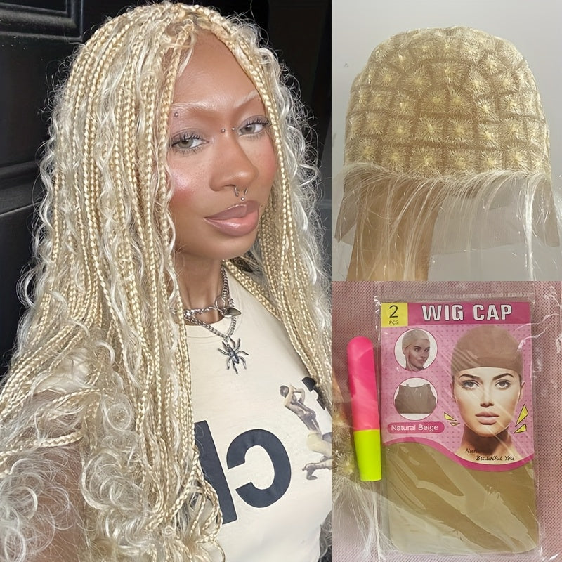 HD Lace Crochet Wig Cap Pre-Made Braided Sections Baby Hair Glueless Full Lace Base for Box Braids Goddess Passion Twist 45-122 Sections