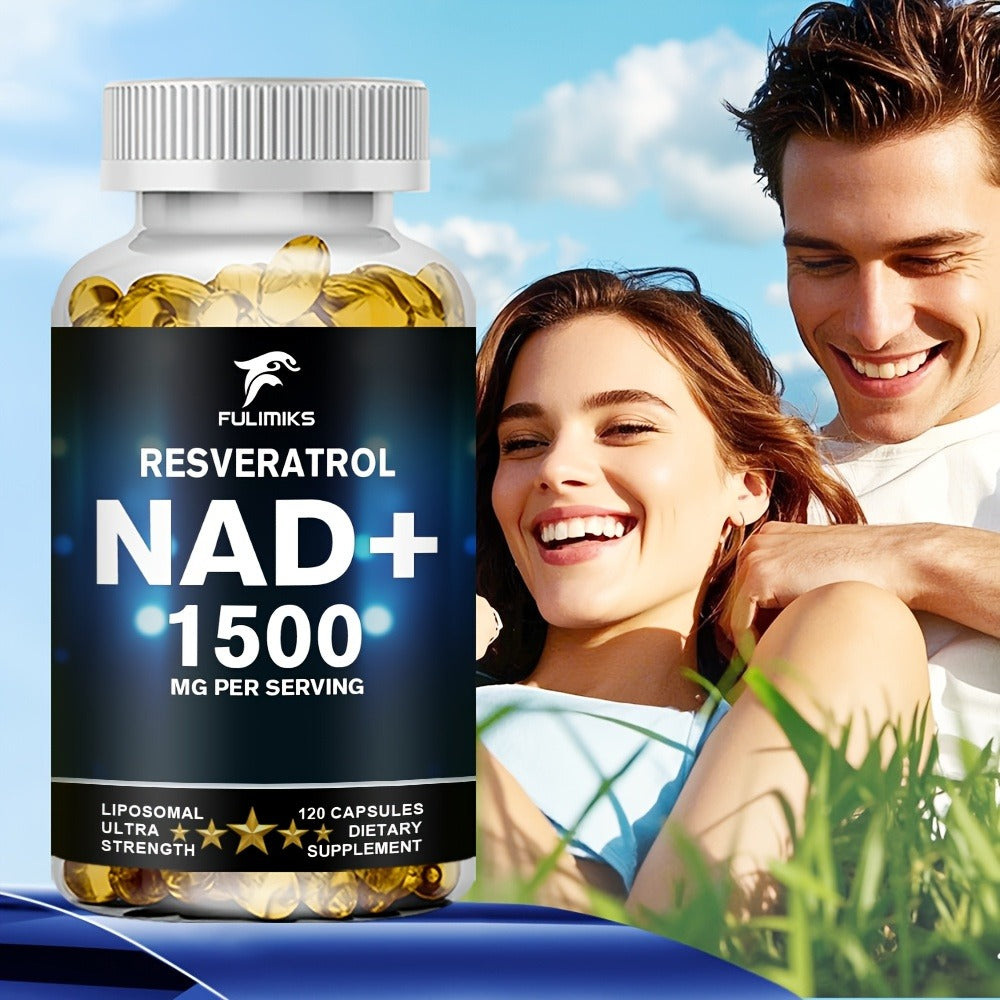 NAD+ Supplement Capsules with Resveratrol, Cellular Energy, & Daily Vitality Support for Women & Men