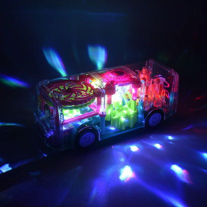 LED Light Up Transparent School Bus Toy with Colorful Flashing Lights, Toddler Toy for Boys & Girls Ages 2+