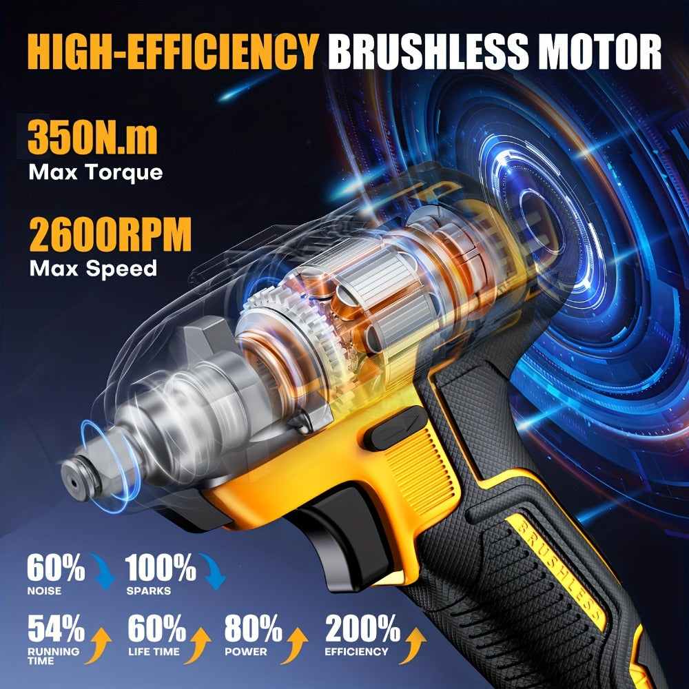 Cordless Impact Wrench Set with Charger Lithium-Ion Portable Electric Wrench Quick Charge for Home for Home, Garage and DIY Projects