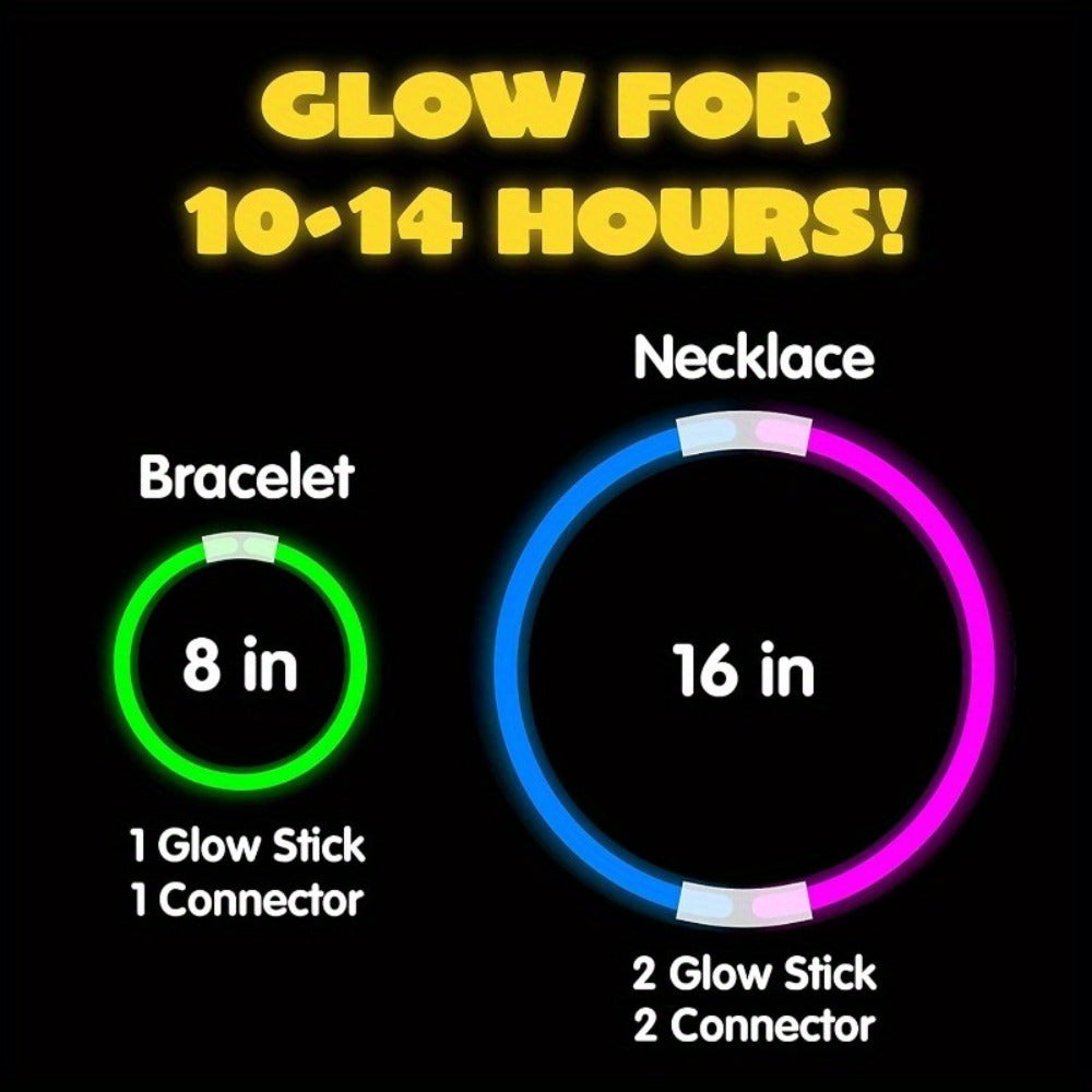 Glow Sticks Bulk 300 Pack 8 Inch Glow in the Dark Party Favors with Bracelet Connectors for Parties, Celebrations and Guest Favors