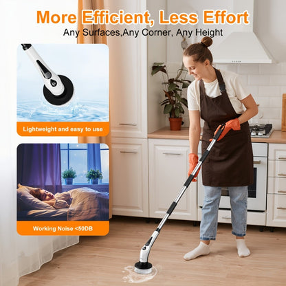 Electric Spin Scrubber Cordless IPX8 9 Replaceable Brush Heads 4 Adjustable Extension for Home Cooking, Dining and Outdoor Meals
