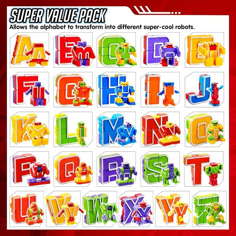 Alphabet Robot Toys for Kids Alphabots ABC Learning Letter Transform Robots, STEM Educational Toy for Boys & Girls Ages 3-8
