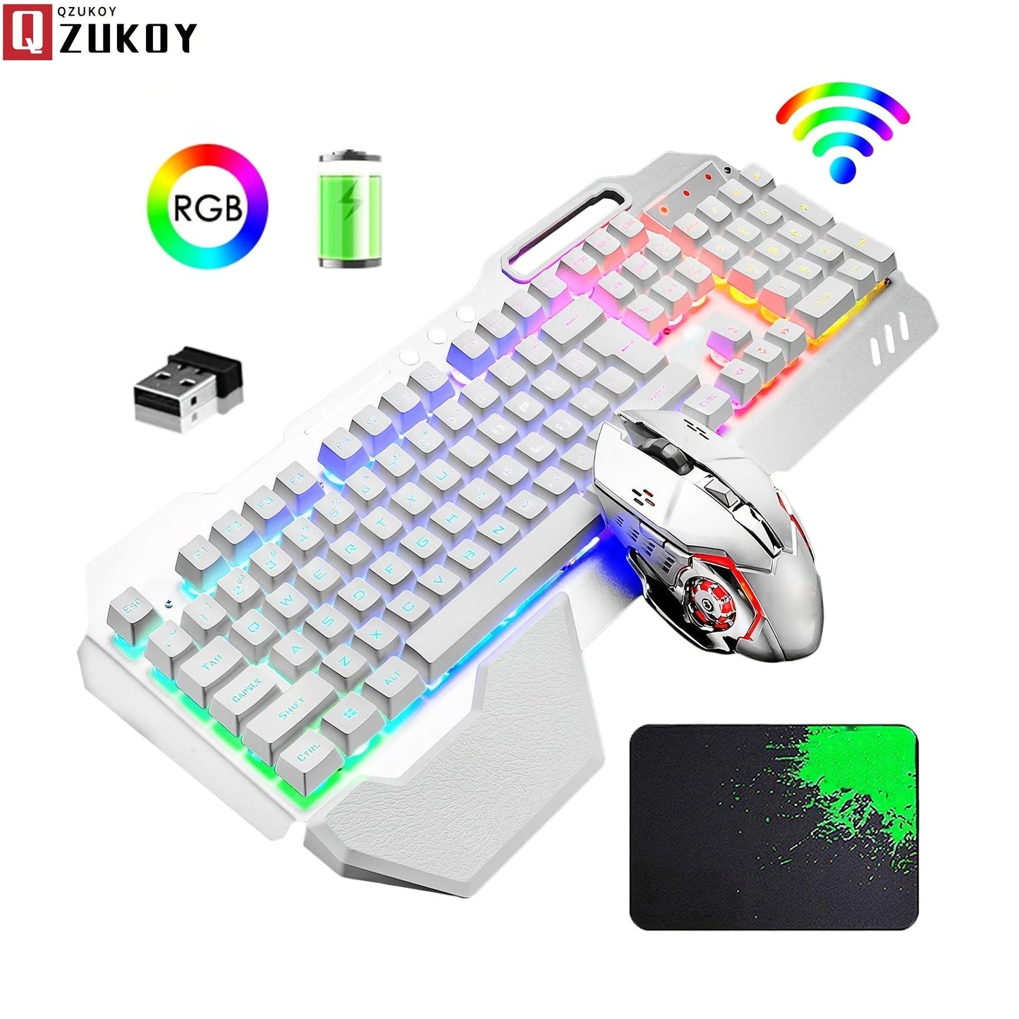 RGB Wireless Gaming Keyboard and Mouse Combo 2.4GHz Rechargeable Backlit Mechanical Feel Metal for an Everyday Personal Care Routine