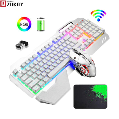 RGB Wireless Gaming Keyboard and Mouse Combo 2.4GHz Rechargeable Backlit Mechanical Feel Metal for an Everyday Personal Care Routine