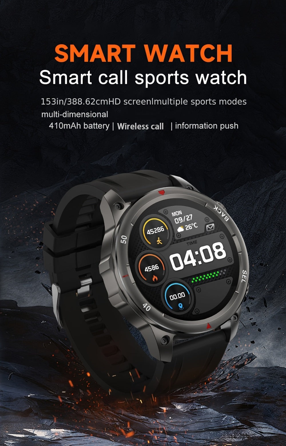 Smartwatch GPS NFC for Men – AI Voice Calling, 360×360 HD Screen, Built-in Compass, Motion Trajectory, Heart Rate Sleep Fitness
