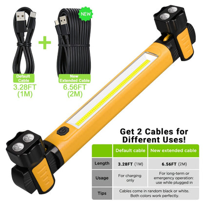 LED Work Light 2500LM Rechargeable Magnetic Underhood Inspection Light with 5200mAh Battery & Hooks