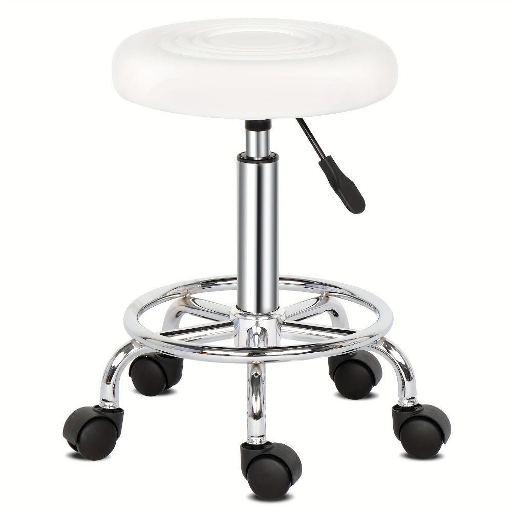 Round Padded Swivel Bar Stool 360° with Chrome Base – Adjustable Height Salon Kitchen Counter Stool for Nail