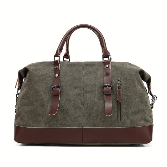 Canvas Weekender Bag Large Capacity Travel Duffel Overnight Bag Zipper Canvas Holdall Tote Satchel Handbag for Men Women Black Navy Army