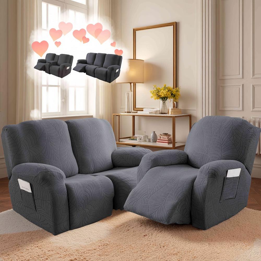 Sofa Cover Big-Leaf Jacquard High-Stretch Recliner Slipcover for 1, 2 or 3 Seats and Console Loveseats