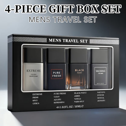 Perfume Gift Set for Men with Four 30ml Eau de Parfum Sprays in Black Box and Separate 1.5oz Body Mist