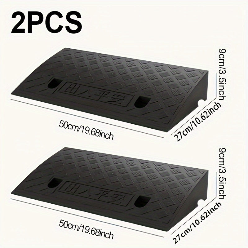 Curb Ramps 2-Pack Portable Heavy Duty Plastic Threshold Ramp Set for Low Clearance Cars Motorcycles Wheelchair – 19.68"L x 10.6"W