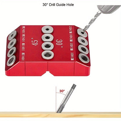 Metal Drill Guide Jig 30° 45° 90° with Allen Wrench, Precise Multi-Angle Drilling for Cable Railing