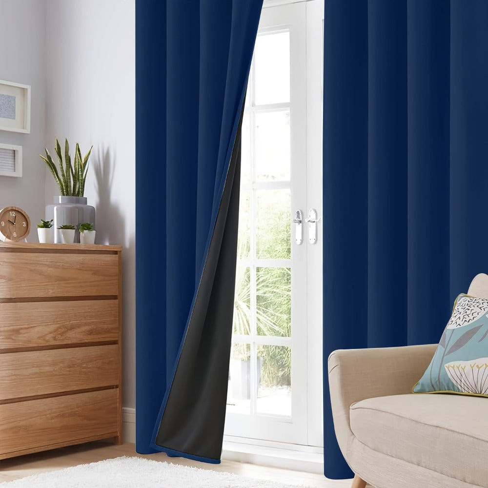 Blackout Curtains 4 Panels Thermal Insulated Room Darkening Drapes, Rod Pocket, Energy Saving, Solid Color for Bedroom & Living Room
