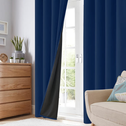 Blackout Curtains 4 Panels Thermal Insulated Room Darkening Drapes, Rod Pocket, Energy Saving, Solid Color for Bedroom & Living Room