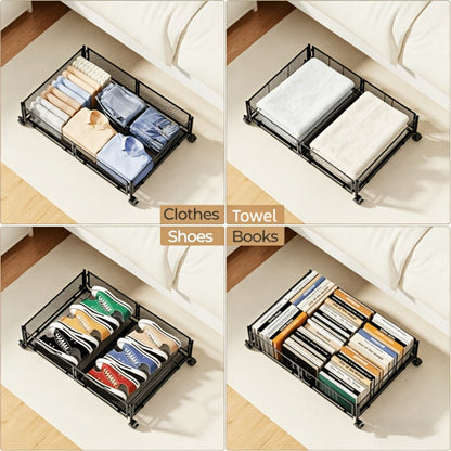 Low-Profile Metal Under-Bed Storage Cart with Four Swivel Wheels, Side Handles and 23.6-Inch Frame
