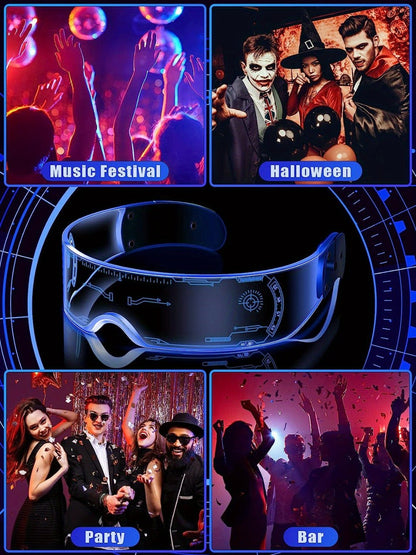 LED Visor Glasses Cyberpunk Futuristic Glow 7 Colors 5 Modes with the Listed Color, Size or Set Options for Everyday Use