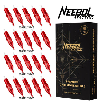 Assorted Tattoo Cartridge Needles Set 20/50pcs - Round Liner Shader Curved Mag Mixed Pack, #10 Bugpin #12 Standard