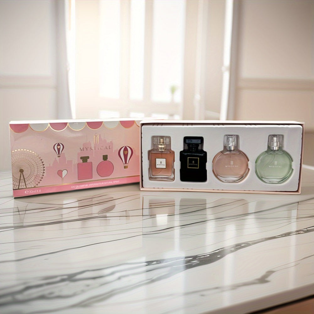 Perfume Gift Set for Women 4 Pieces – Mini Travel Fragrance Set Long Lasting, Unisex Cologne Spray Portable Gift Box for Mother's Day