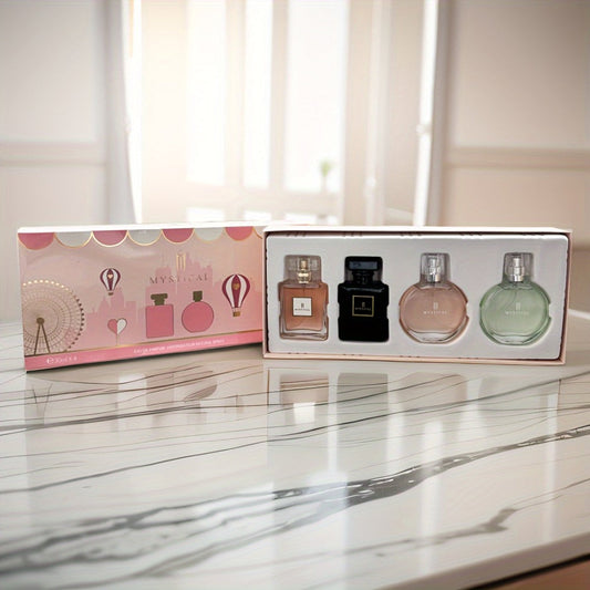 Perfume Gift Set for Women 4 Pieces – Mini Travel Fragrance Set Long Lasting, Unisex Cologne Spray Portable Gift Box for Mother's Day
