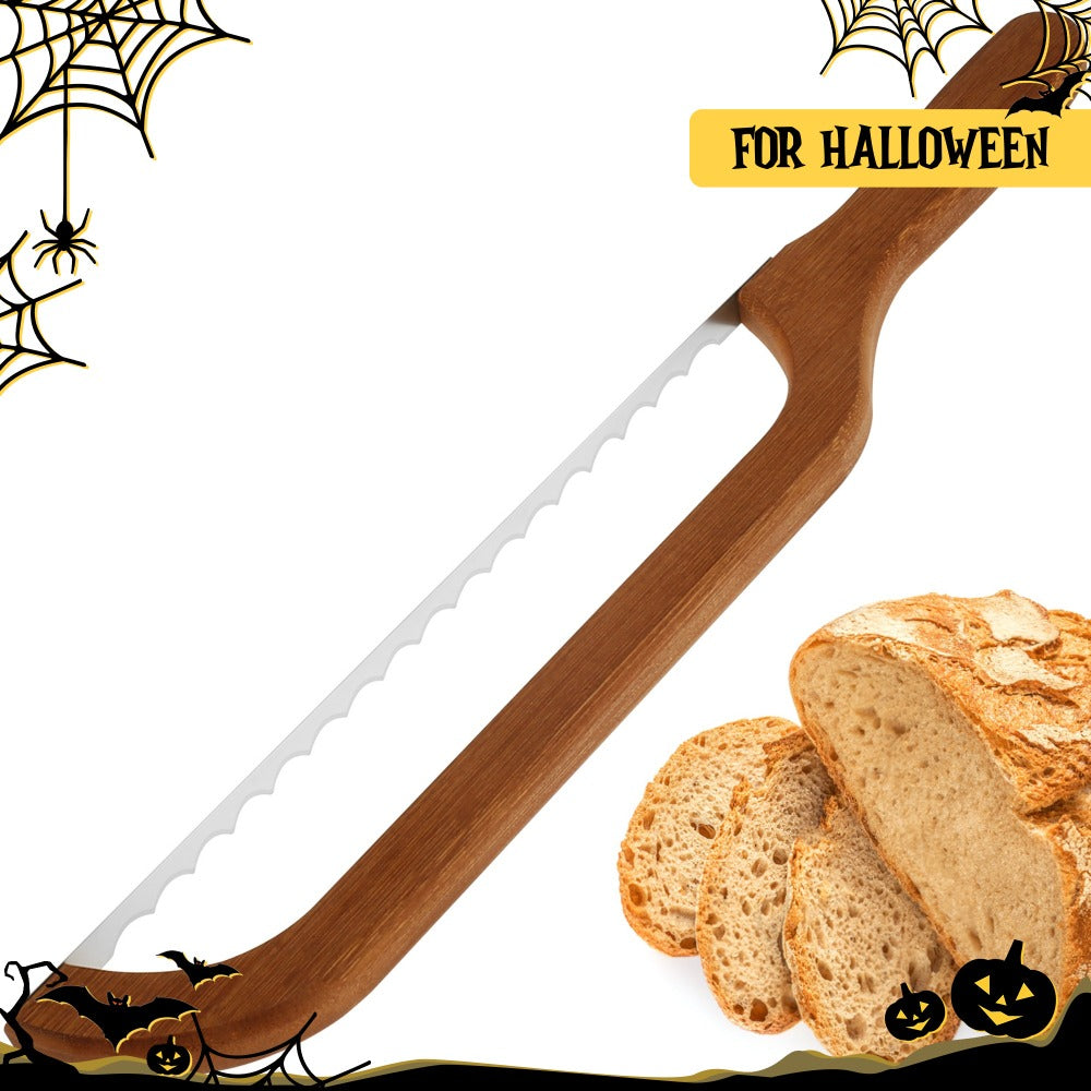 Serrated Bread Knife, 304 Stainless Steel Blade with Bamboo Handle, 15.7" Bread Slicer for Sourdough