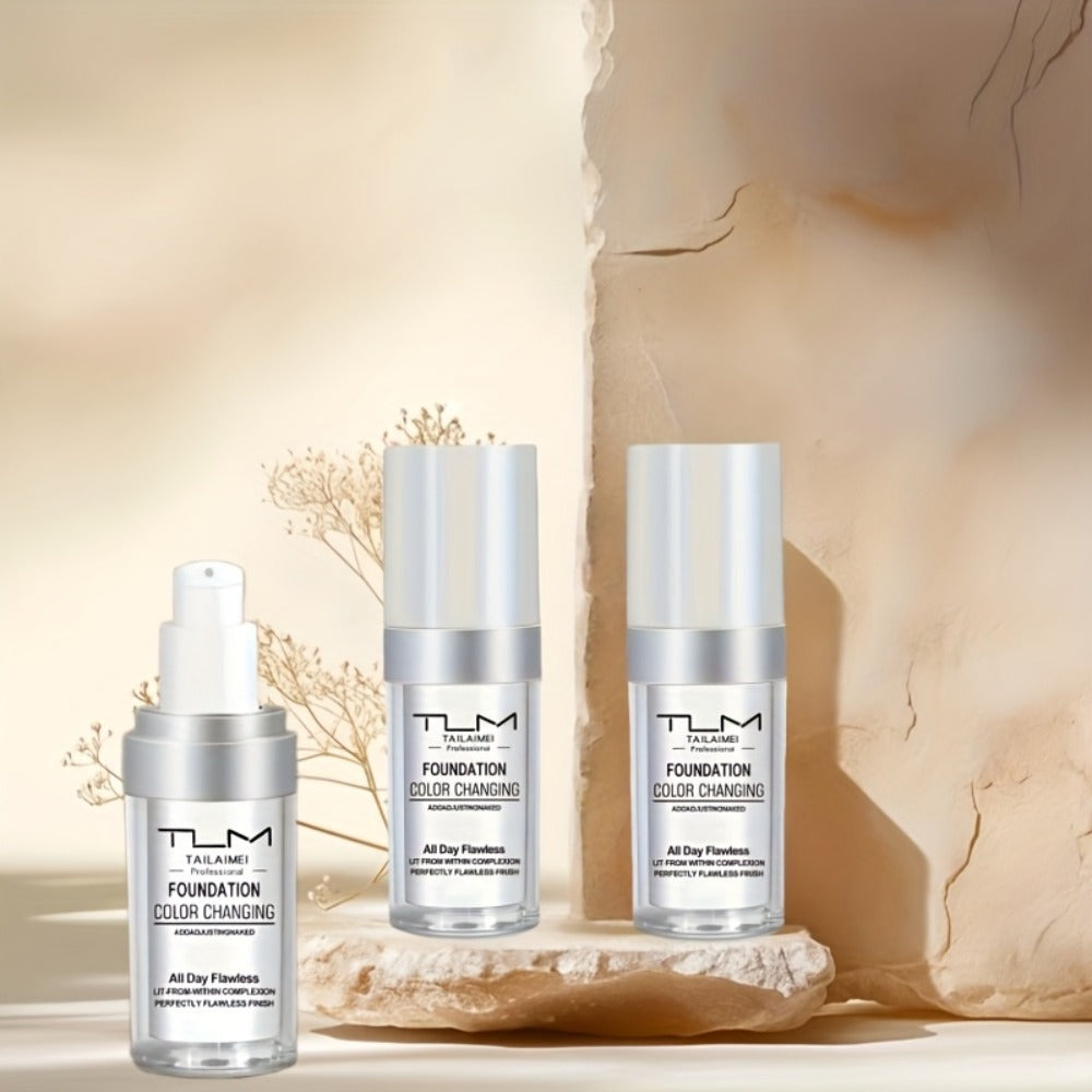 Color-Change Label Liquid Foundation Three-Bottle Set with Pump Tops and One 3pcs Checkout Option