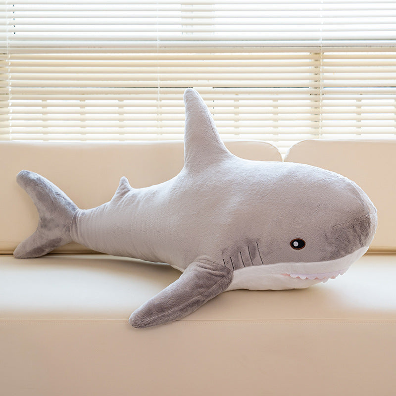 Plush Toy Jumbo Shark Pillow 24-Inch in Blue, Grey, Blue-Pink or Rainbow Colorways and Ocean Decor
