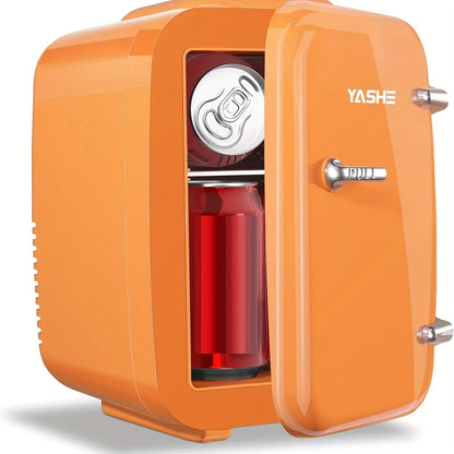 Mini Fridge 4 Liter 6 Cans - Thermoelectric Cooler and Warmer, 110V AC & 12V DC Portable Small Refrigerator for Bedroom