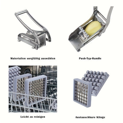 French Fry Cutter, Stainless Steel Vegetable & Potato Slicer, Multi-Function Food Chopper for Potato