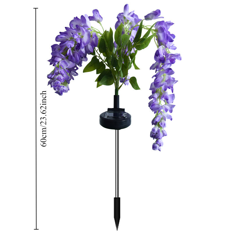 Solar Garden Lights 52-LED Wisteria Flower Stake with Two Modes and Six Color Options for Patio