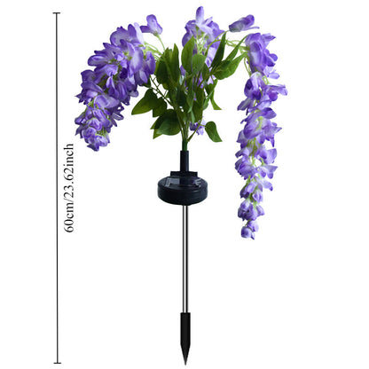 Solar Garden Lights 52-LED Wisteria Flower Stake with Two Modes and Six Color Options for Patio