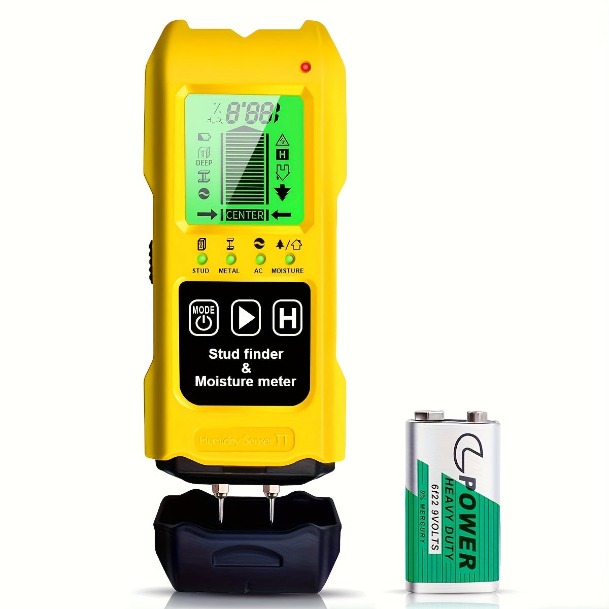 Stud Finder Wall Scanner 7-in-1 LCD Display Sound Alert, Wood Deep Stud Metal AC Wire Moisture Meter Temperature Sensor